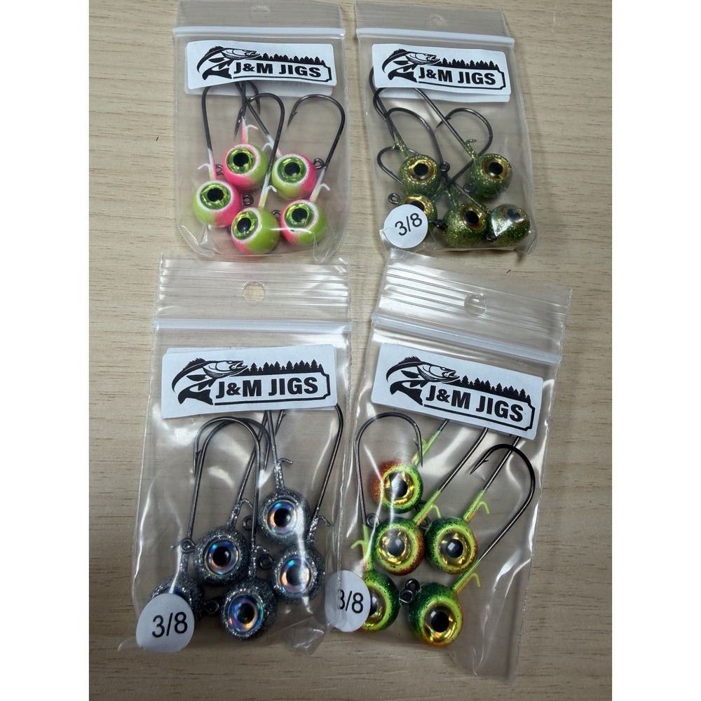 4 Pack Of 5 -20 Jigheads Jig heads J&M 3/8 ounce freestyle Fishing Lures Hooks